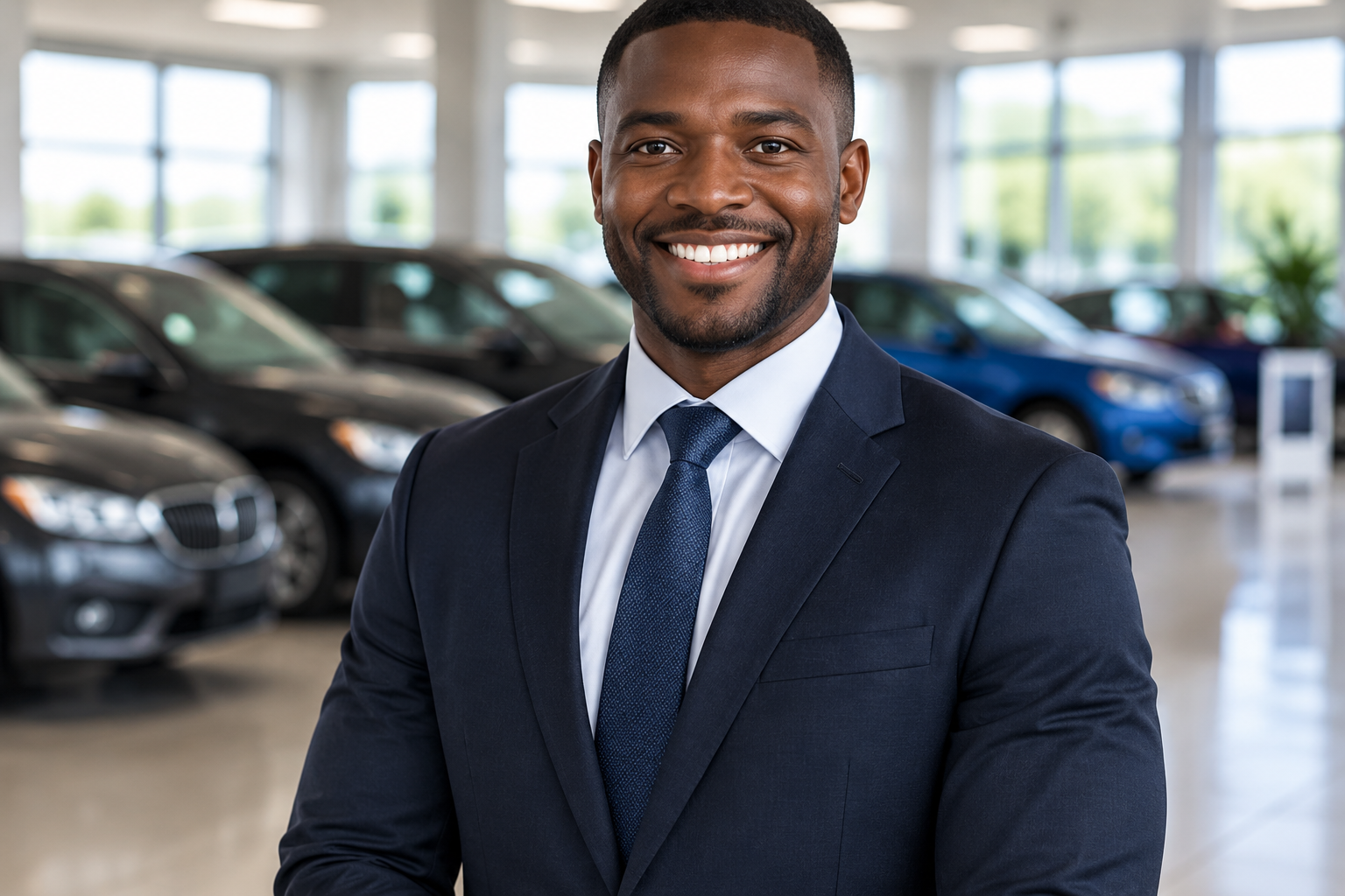 Smiling automotive dealer