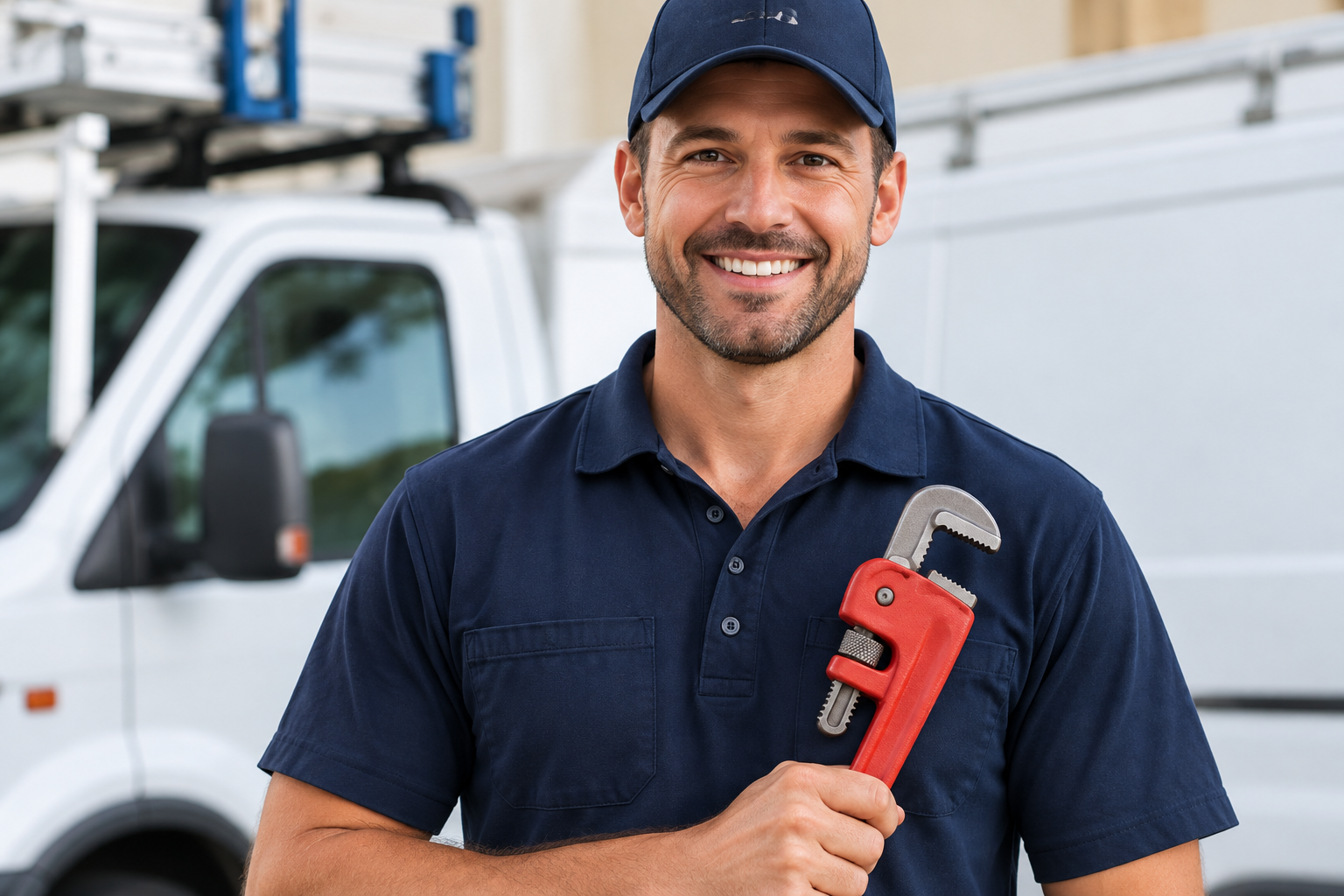 Smiling plumber